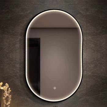 ESPEJO LED OVALADO 80 X 60 CON MARCO NEGRO
