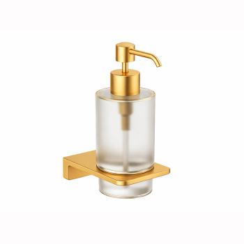 DISPENSADOR DE JABON CON SOPORTE DORADO